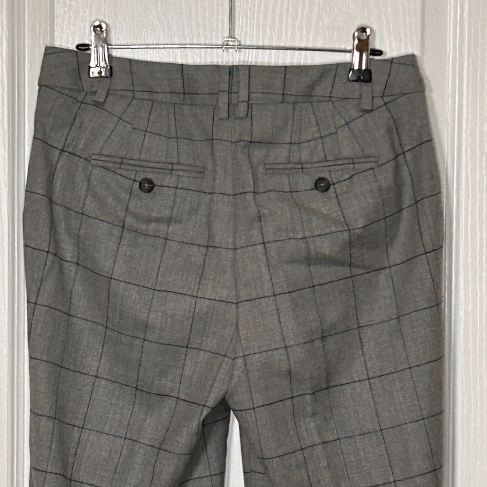 Talbots Italian Flannel Wool Wide Leg Plaid Trousers 2 - Picture 4 of 10
